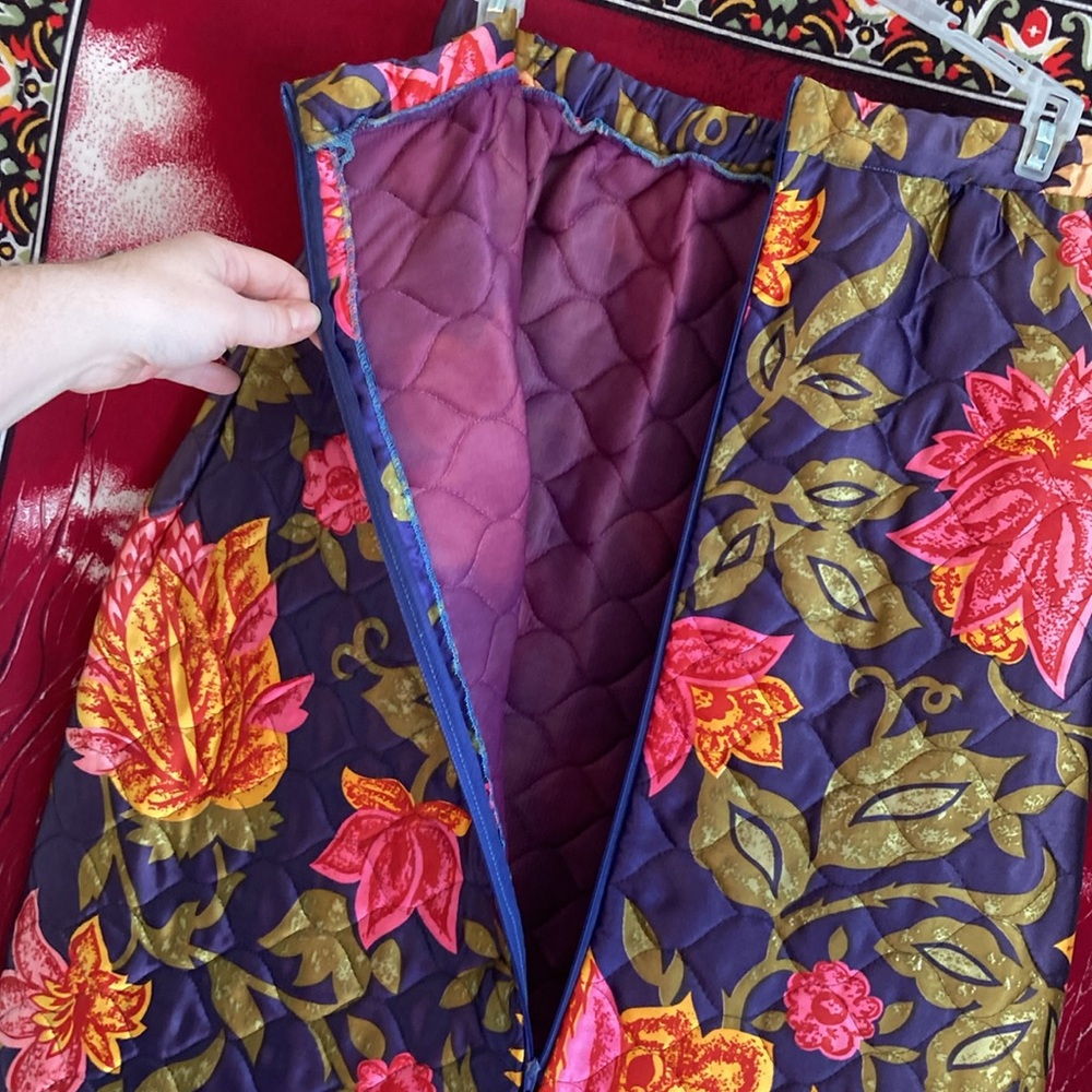AMAZING groovy vintage 60s 70s quilted paisley floral maxi skirt - Picture 6 of 7